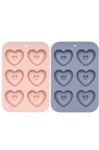 MOLDE DE SILICONA CON 6 CORAZONES DOBLE DISEÑO